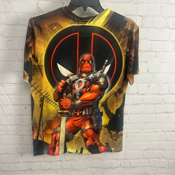 Marvel Deadpool graphic t shirt all over print men's Small comic action hero - Picture 4 of 7